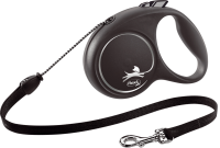 Поводок-рулетка Flexi Black Design cord XS 3m 8 kg silver